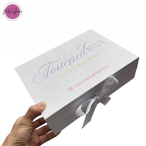 Jolie boîte cadeau à rabat magnétique doublée de satin boîte d'emballage de cheveux de luxe personnalisée avec logo - Product Image 5