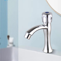 Robinet de lavabo de salle de bain commercial classique en acier inoxydable chromé de qualité supérieure à 1 trou avec un débit d'eau plus doux