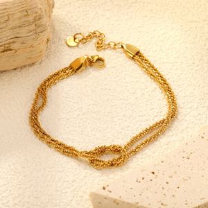 Pulsera de Cadena con Nudos de Acero Inoxidable Chapada en Oro de 18K, Brillante, Minimalista, Clásica, Joyería de Moda, Venta al Por Mayor - Product Image 5