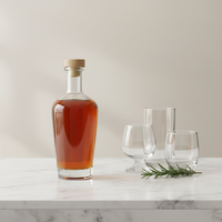Bouteilles à liqueur carrées en verre transparent, 700 ml et 750 ml, de qualité supérieure, pour whisky et brandy, avec bouchon en liège artisanal – Vente chaude