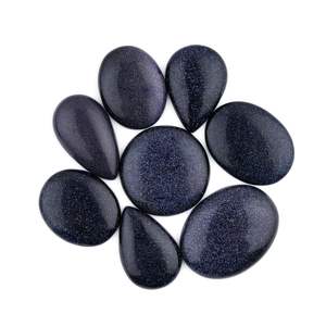 Cabujones de piedra solar azul de formas mixtas de 25-35 mm, gemas naturales pulidas para la fabricación de joyas, gemas sueltas DIY - Product Image 1