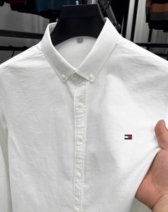 Camisa de Manga Larga de Algodón Twill para <span class=keywords><strong>Hombre</strong></span> <span class=keywords><strong>Tommy</strong></span>, Fácil de Cuidar, Color Sólido, Estilo Oxford, para Primavera y Otoño, Informal de Negocios, Combinable con Todo - Product Image 4