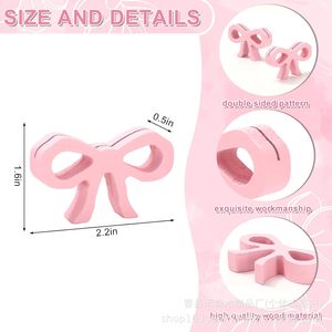 Wooden pink <b>bow</b> place card <b>holder</b> for birthday parties, wedding parties, <b>bow</b> table number <b>holder</b>, cute name cards - Product Image 5