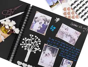 Fai da te logo personalizzato indirizzo scrapbook album fotografico carta nero matrimonio scrapbook stampa di libri di carta