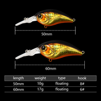 Leurre de pêche haut de gamme en gros, 50mm 60mm, petit crankbait minnow coulant à longue queue