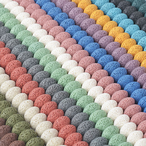Perles rondes en <span class=keywords><strong>pierre</strong></span> <span class=keywords><strong>volcanique</strong></span> colorées, grandes perles abaque à trou large, accessoires de bijoux DIY, vente en gros - Product Image 1