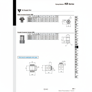 Pièces pneumatiques de module de tuyauterie KBS3-R3 SMC Pneumatics - Product Image 1