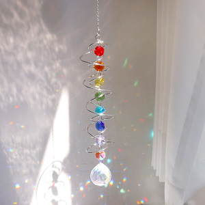 Spiral Wind Spinner Suncatcher <b>Crystal</b> <b>Ball</b> Wind Chimes Rainbow Maker Swivel Hook Garden Decor - Product Image 4