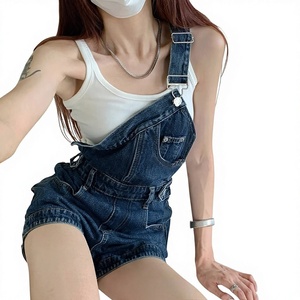 <span class=keywords><strong>Pantalones</strong></span> <span class=keywords><strong>Cortos</strong></span> Vaqueros Vintage de Un Solo Hombro para <span class=keywords><strong>Mujer</strong></span>, Mono Vaquero de Diseñador Sexy Asimétrico de Pierna Ancha Estilo Y2K para Verano - Product Image 2