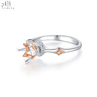 Fournisseur de Hong Kong – Bague semi-montée classique en or blanc et jaune 18 carats avec diamant naturel, sertissage pavé, pierre principale, pour femme, mariage