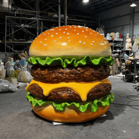Escultura de Hamburguesa Gigante Personalizada de Fibra de Vidrio, Réplica Realista de Comida Rápida para Decoración de Restaurantes y Publicidad Exterior