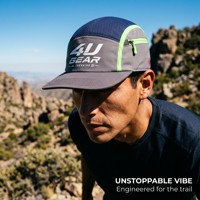 Gorra de running y trekking de malla de 5 paneles personalizada 4ugear con bolsillo con cremallera, transpirable y correa reflectante para senderismo al aire libre