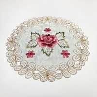 Napperons et sous-verres décoratifs modernes en tissu polyester, brodés, anti-taches, à motif végétal pastoral, pour la maison et les banquets de mariage