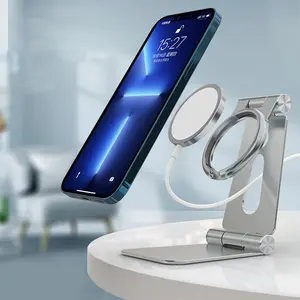 Phone Holder Stand With Wireless Charging Port Adjustable Portable Cell Phone Stand