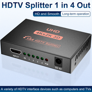 Divisor de Video HDMI V1.4b de 1 Entrada y 4 Salidas con Adaptador de Corriente, Duplica la Pantalla del Monitor, Compatible con Ultra HD 1080P <span class=keywords><strong>4K</strong></span> 30Hz 3D - Product Image 4