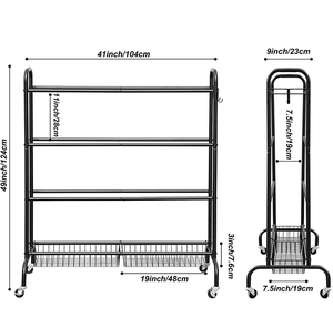 Chariot <span class=keywords><strong>de</strong></span> rangement pour ballons <span class=keywords><strong>de</strong></span> sport, <span class=keywords><strong>panier</strong></span> <span class=keywords><strong>de</strong></span> <span class=keywords><strong>basket</strong></span>-ball, support à ballons à trois niveaux avec deux paniers en métal pour le rangement dans le garage - Product Image 5