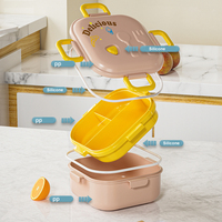 Boîte à bento de pique-nique de dessin animé mignon compartiment à lunch portable pour micro-ondes fourchette cuillère école nourriture fraîche mallette de rangement enfant