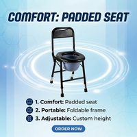 Chaise de toilette portable avec seau amovible, réglable en hauteur, pour personnes âgées, seniors, adultes handicapés