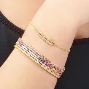 LOZRUNVE 925 Plata oro multicolor Arco Iris piedra CZ eternidad pulsera de tenis - Product Image 3