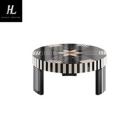 Table basse ronde en bois massif de design italien, table basse de salon de luxe haut de gamme