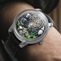 Nouvelle montre mécanique pour homme Astronomical Panda 2025, boîtier en acier inoxydable, verre saphir, bracelet en cuir, haute qualité