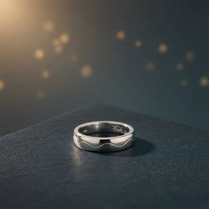 925 Sterling <b>Silver</b> Wave Minimalist Plain <b>Band</b> <b>Ring</b> with Natural Stone Channel Setting Unisex Engagement Jewelry - Product Image 3