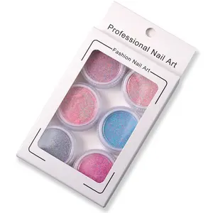 Novo 6 pçs/set Colorido Prego Glitter Cores Sortidas Nail Art Belas Glitters Em Pó Poeira UV Gel Polonês Glitter Em Pó