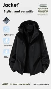 Veste coupe-vent en polaire 3-en-1 imperméable, coupe-vent et chaude pour la randonnée en montagne, la pêche et le ski, avec capuche - Product Image 6