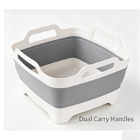 Panier de vidange de cuisine pliable avec poignées, bassine de lavage pliable pour légumes et fruits, passoire multifonctionnelle pour évier