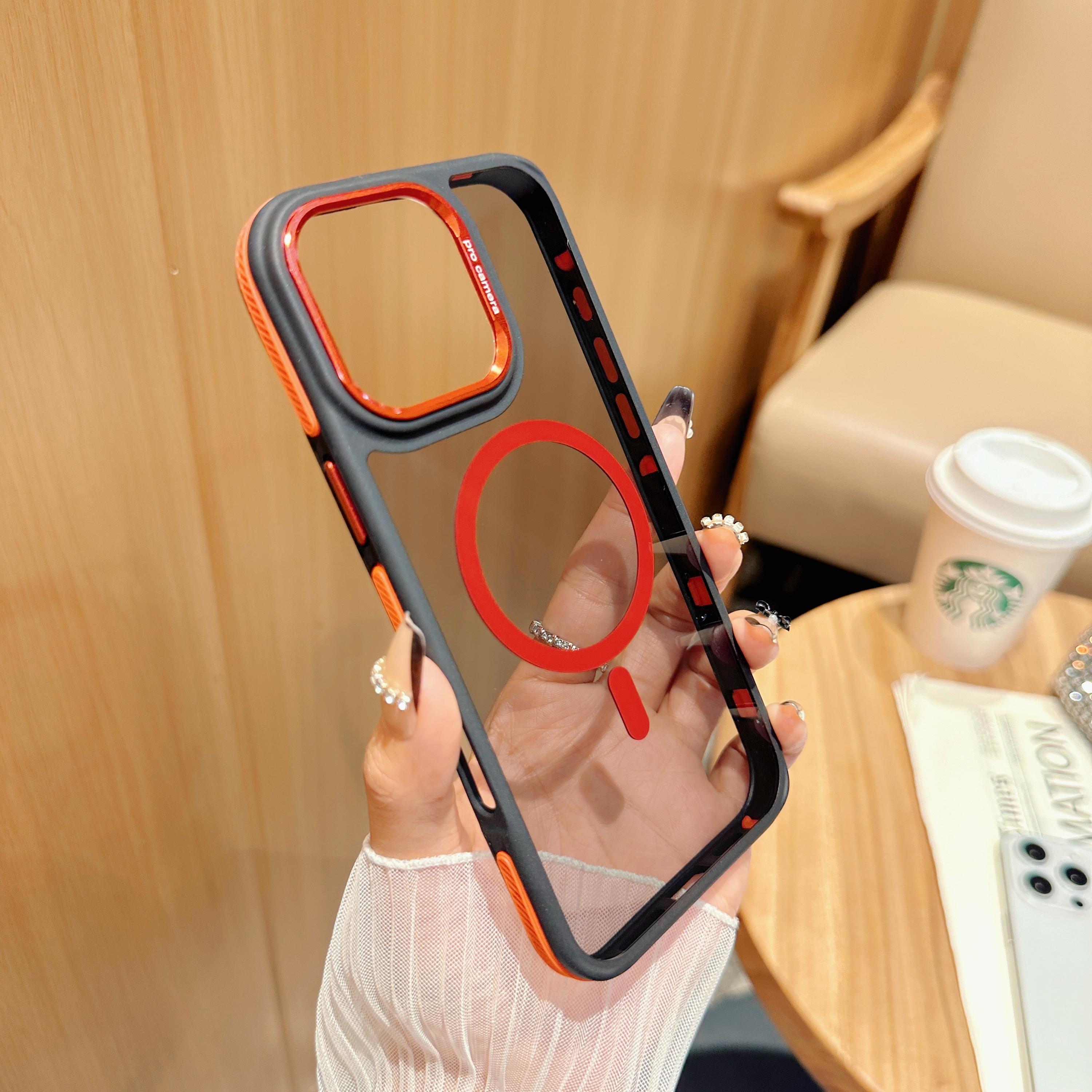 Anti slip Shockproof Magnetic Wireless Charge Translucent Mobile Cover Cell Phone case Accessories for iphone samsung · image 4