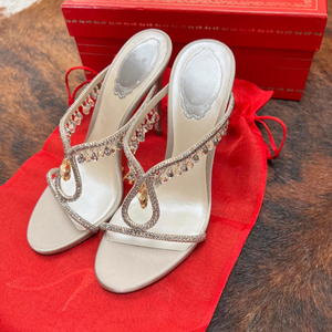Sandali con tacco alto e strass, a punta aperta, con cinturino singolo, da donna, novità estate 2026, con tacco sottile, freschi - Product Image 1