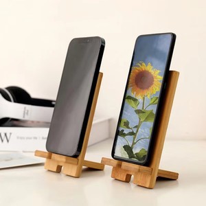卸売カスタムロゴクリエイティブシンプル木製デスクトップ携帯電話スタンド - Product Image 3