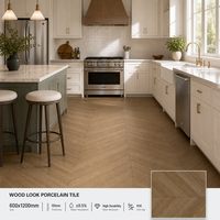 Carreaux de sol en céramique à motif chevrons imitation bois, résistants à l'usure, 600x1200mm, pour chambre à coucher, salle de bain, sol intérieur