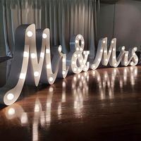 Lettres Lumineuses Géantes Personnalisées à Ampoules LED 3D – Hauteur 2ft, 4ft, 5ft – Support pour Anniversaires et Mariages