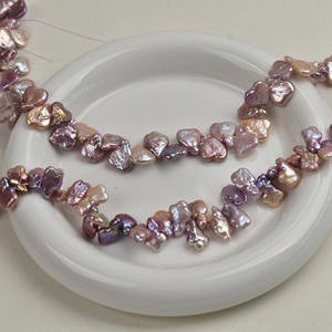 Perlas Sueltas de Agua Dulce Barrocas Púrpuras con Orificio Lateral, Producto Semiacabado Natural para DIY, Collar de Perlas de Forma Irregular Dispersa - Product Image 2