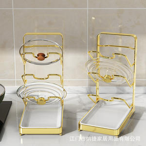 Étagère de rangement murale pour cuisine Najie, taille L, multi-niveaux, porte-couvercles avec plateau pour égouttoir - Product Image 1