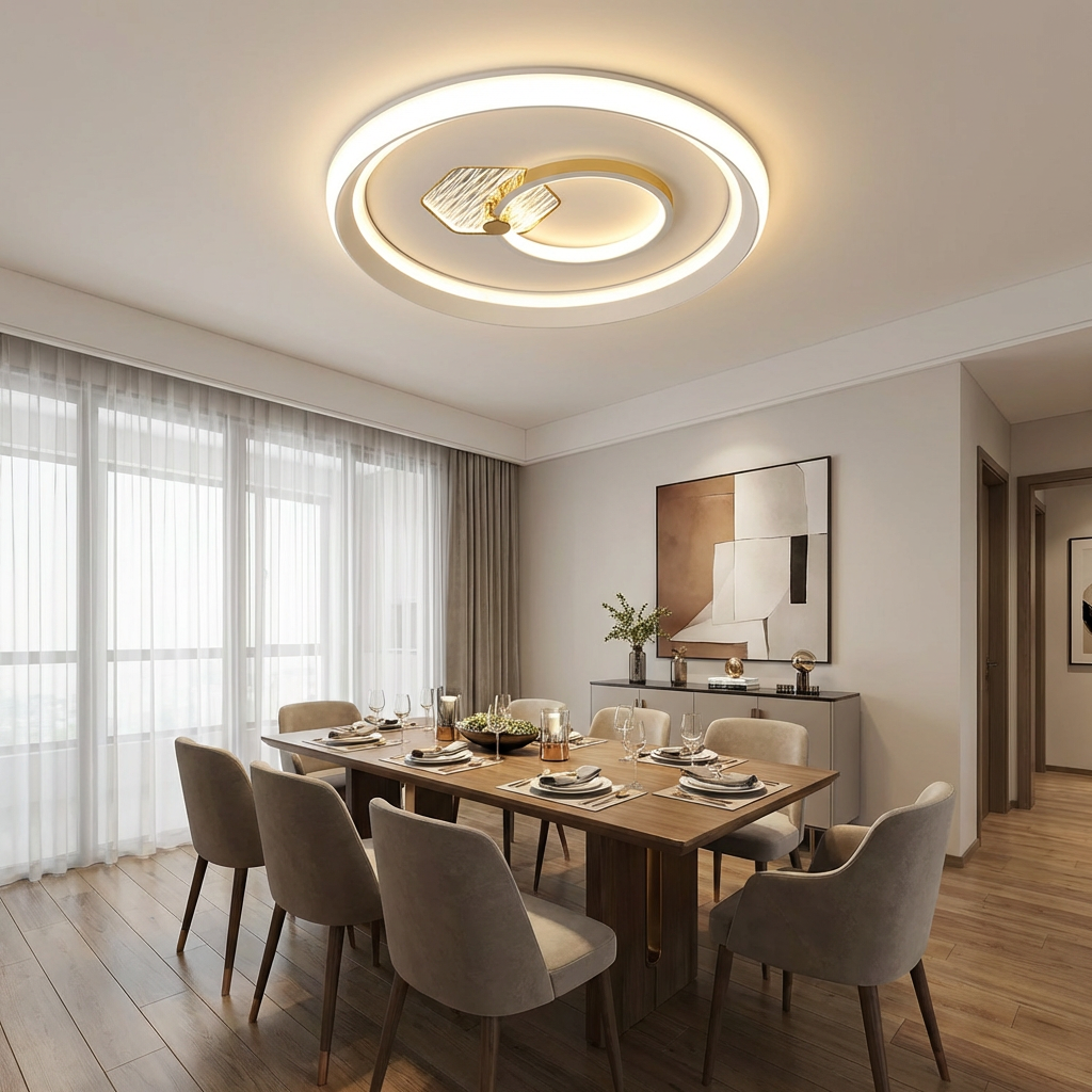 Energy Saving Living Room Ceiling Light Eye-Care No Flicker Circular LED Panel Lamp High Lumens for Modern Apartment Interior