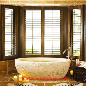 Vasca idromassaggio in ammollo in marmo per adulti vasche da bagno modello ovale in pietra naturale separato da bagno - Product Image 1