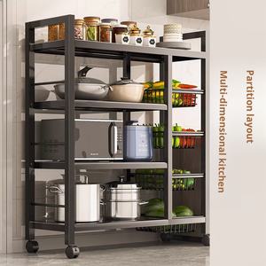 رف زاوية للتخزين من 4 طبقات من أنابيب فولاذية معدنية مربعة للمطبخ والحمام وخزانة الحائط، مناسب لرف الكتب وفرن الميكروويف - Product Image 6