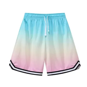Fashion Breathable Baggy Beach Shorts Gradient Color Outdoor Sports Sweatpants With Pocket