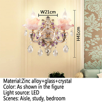 Lampu Dinding Kristal Ungu Eropa Lampu Mewah untuk Ruang Tamu Kamar Tidur Lampu Samping Tempat Tidur Lampu Dinding Latar Belakang Koridor Villa Hotel Pencahayaan