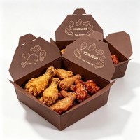 Boîte à poulet frit personnalisable de haute qualité, pliable avec couvercle, style coréen, pour livraison et repas.