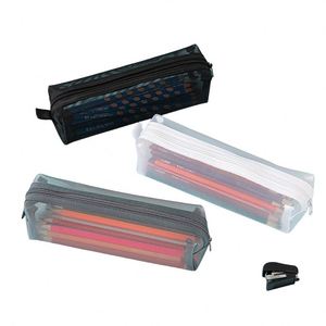New Style Transparent Net Like Oxford & Plastic Fabric Durable Pencil Case Large Capacity Custom Colors <b>School</b> & Office Use - Product Image 6