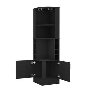 Gabinete de barra DB Seattle Eight Bottle Cubbies con dos estantes abiertos grandes - Product Image 3