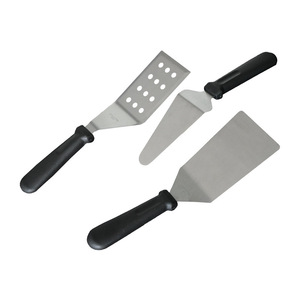 Juego de espátulas de acero inoxidable DF30 0630 con mangos negros, utensilios de cocina duraderos para uso doméstico - Product Image 1