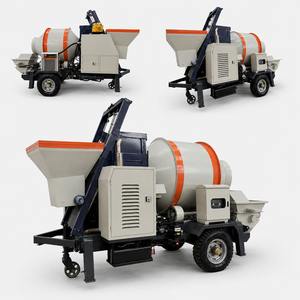 Pompe à béton mobile Corey avec double trémie, système de levage et d'alimentation par tambour, sur châssis de remorque et avec pieds stabilisateurs, pour petits bâtiments - Product Image 3