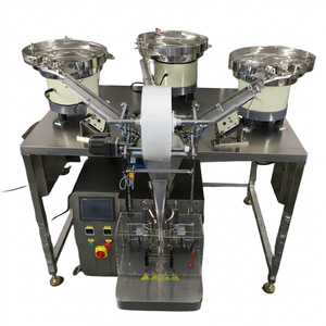 Machine d'emballage automatique électrique verticale pour le comptage de vis, en acier inoxydable 304, pour fixations et quincaillerie, avec ensacheuse à bol vibrant multiple - Product Image 1