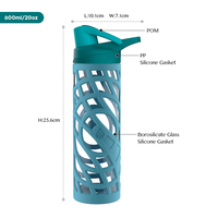 Fabricant Logo personnalisé Grande bouteille écologique en verre transparent coloré pour la boisson et le sport sans Bpa avec manchon en silicone