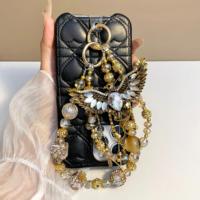 Breloque de téléphone en strass Aile d'Aigle Doré, pendentif de sac artisanal lourd, cordon de poignet, cadeau bijoux pour femme