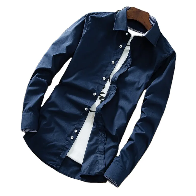 Chinese Manufacturer Custom Fashion Slim Fit Turn Down Collar Long Sleeve Casual Dress Shirt For Men